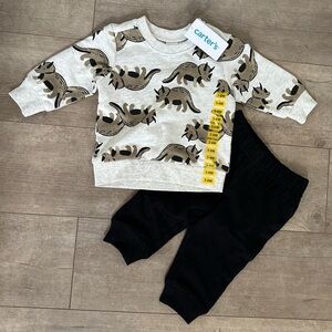 New Carter's Boy's dinosaur Baby 2 Piece Long Sleeve & Jogger Pant Outfit Set